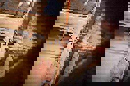 working on a car door